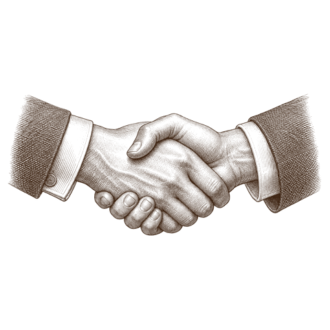 Kupferstich eines Handschlags