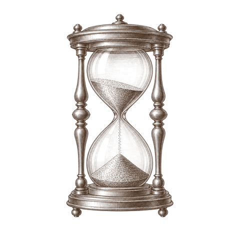 Kupferstich einer Sanduhr